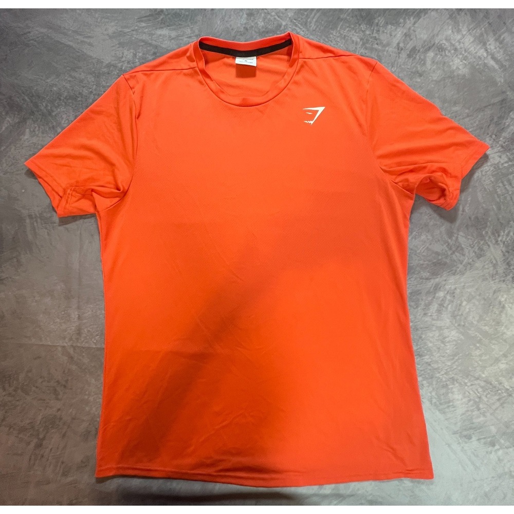 Gymshark Arrival T-Shirt Mens XL Orange Logo Slim Fit Lightweight Gym Tee